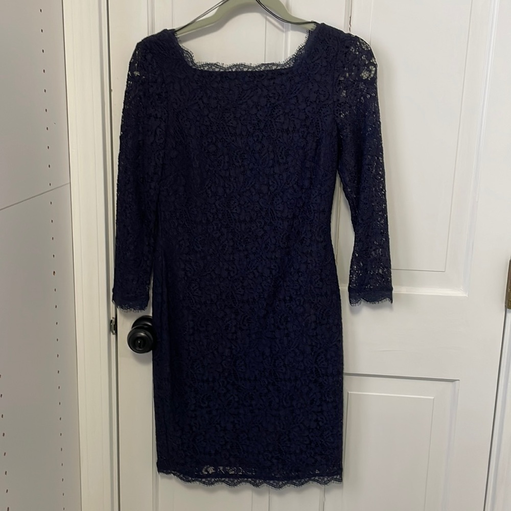 Adrianna Papell navy lace dress
